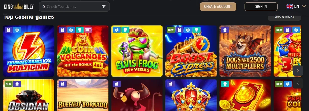 king billy casino 250% 450 tours gratuits